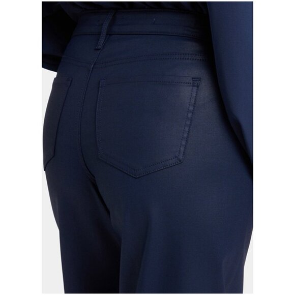 NYDJ Teresa Wide-Leg Faux Leather Pants navy button zip 5 pockets sz 12 starless - Picture 15 of 16
